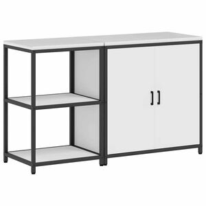 vidaXL Set di Stoccaggio per Cucina con porta 2 pcs Bianco Acciaio