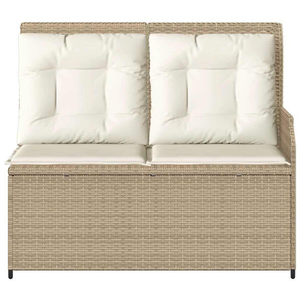 vidaXL Panca Reclinabile da Giardino con Cuscini Beige in Polyrattan
