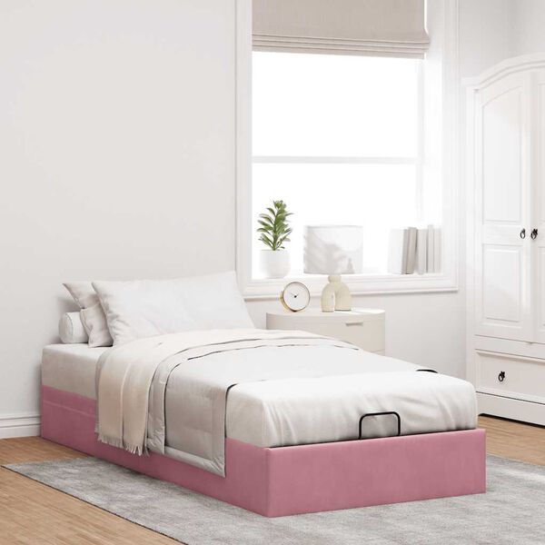 vidaXL Struttura Letto Pouf Senza Materasso Rosa 100x200 cm Velluto