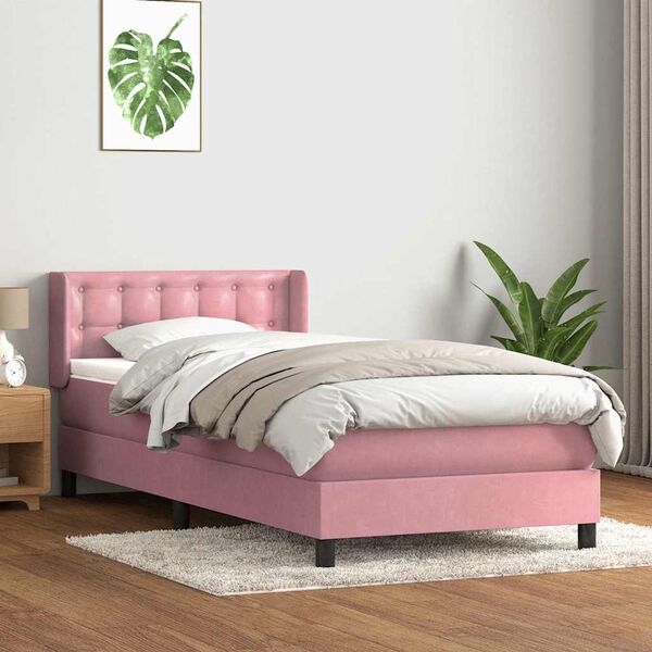 vidaXL Giroletto a Molle con Materasso Rosa 90x220 cm Velluto