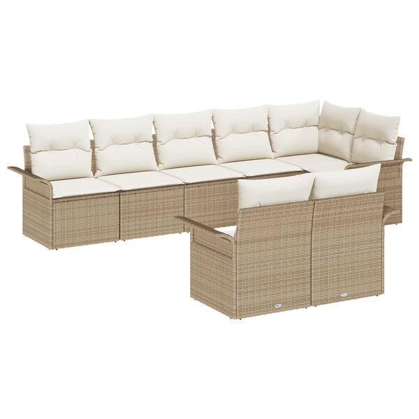 vidaXL Set Divano da Giardino con cuscino 8 pcs Beige polyrattan