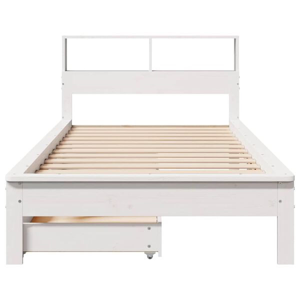 vidaXL Letto Libreria senza Materasso Bianco 100x200 cm Legno di Pino