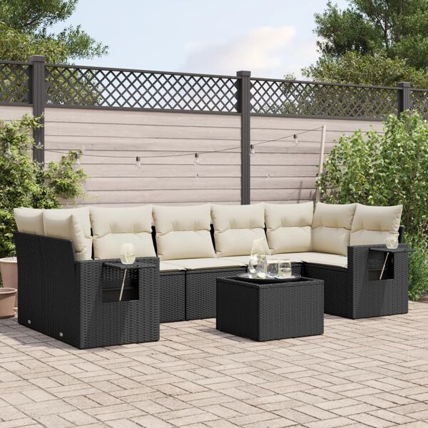 vidaXL Set Divani da Giardino con Cuscini 8 pz Nero in Polyrattan