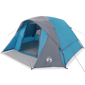 vidaXL Tenda da Campeggio a Cabina per 4 Persone Blu Impermeabile