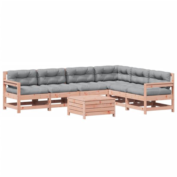 vidaXL Set Divani Giardino 7 pz con Cuscini Legno Massello di Douglas