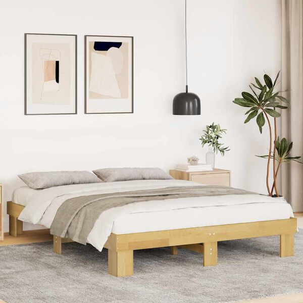 vidaXL Struttura Letto Senza Materasso 140x190 cm in Legno di Rovere
