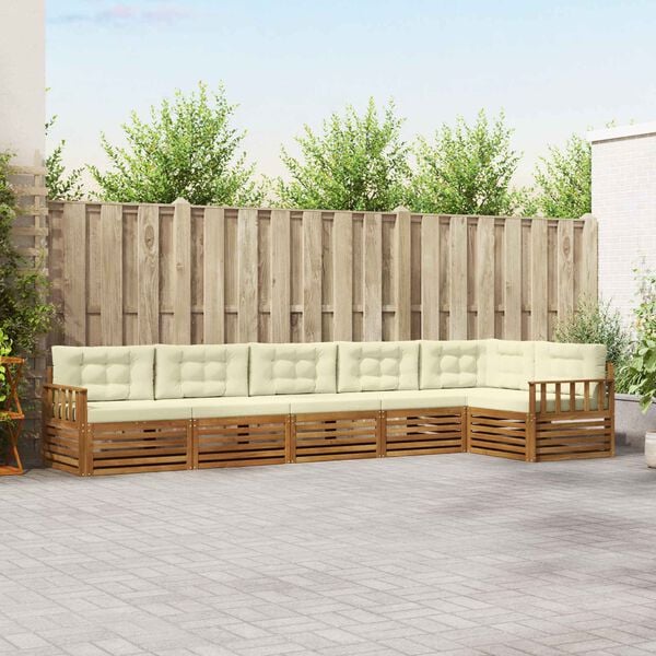 vidaXL Set di divani da esterno con cuscino 6 pcs Naturale e Crema