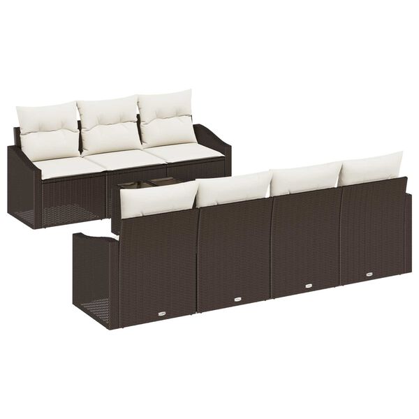 vidaXL Set di divani con cuscino 8 pcs Marrone e Crema polyrattan
