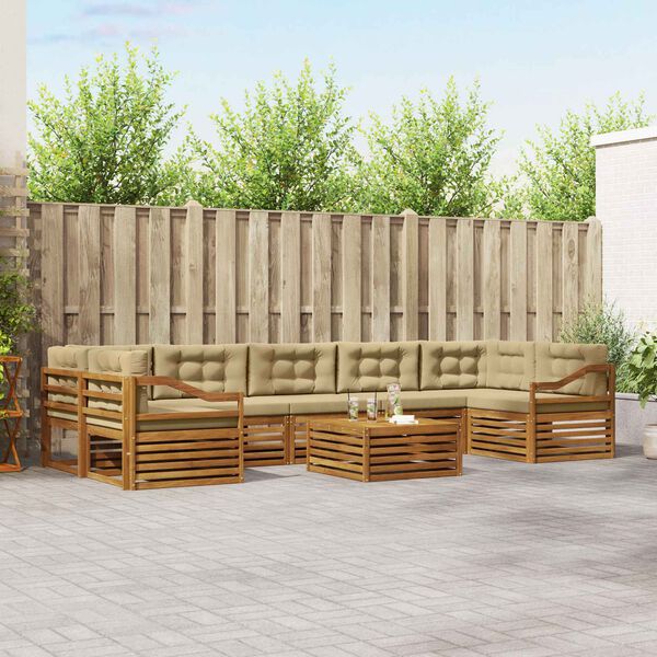 vidaXL Set di divani da esterno con cuscino 8 pcs Naturale e Beige
