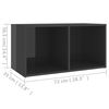 vidaXL Mobile Porta TV Grigio Lucido 72x35x36,5cm in Legno Multistrato