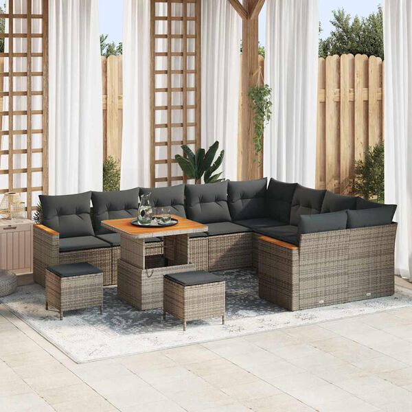 vidaXL Set Divano da Giardino 12 pcs Grigio polyrattan