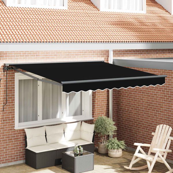 vidaXL Tenda Retrattile Nero 300 x 250 cm Alluminio e Tessuto