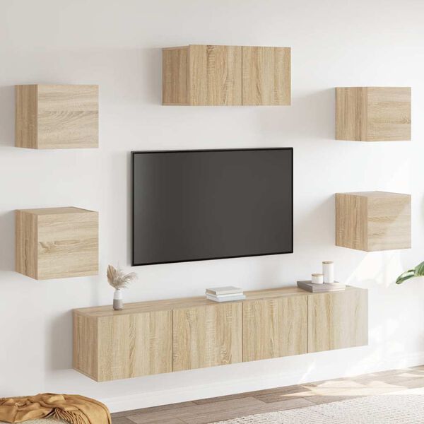 vidaXL Set di Mobili TV 7 pz Rovere Sonoma in Legno Multistrato