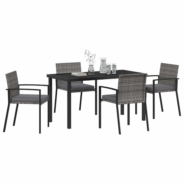 vidaXL Set da Pranzo per Giardino 5 pcs Grigio