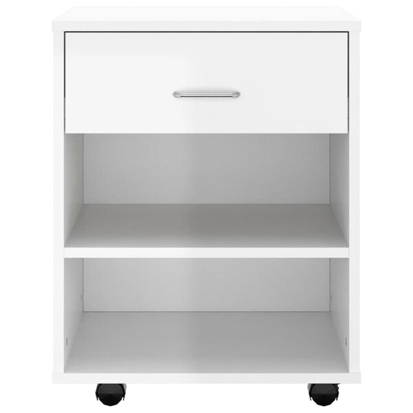 vidaXL Mobiletto con Ruote Bianco Lucido 46x36x59 cm Legno Multistrato