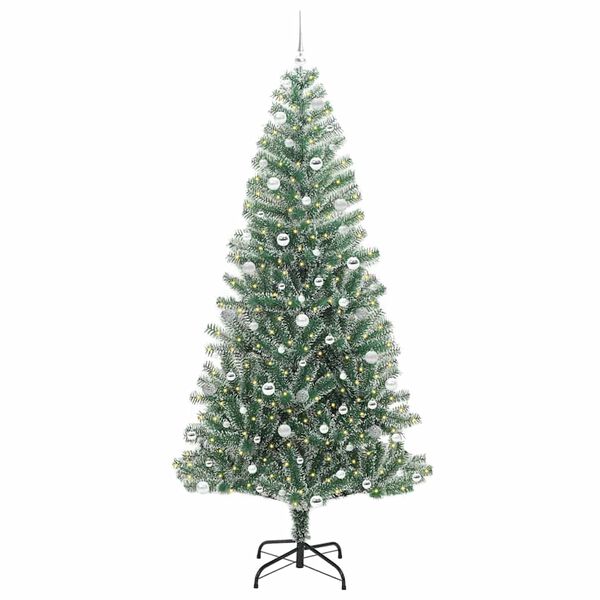 vidaXL Albero di Natale Artificiale Imbiancato con Luci LED 240 cm