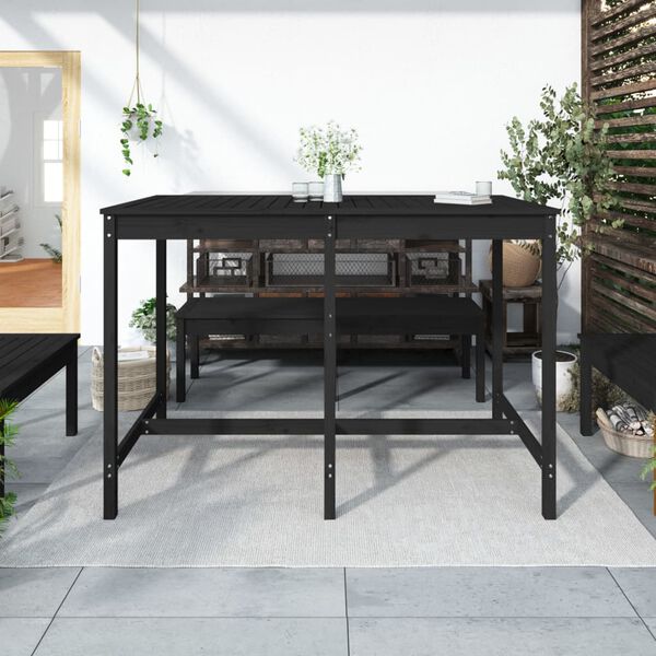 vidaXL Tavolo da Giardino Nero 159,5x82,5x110cm Legno Massello di Pino