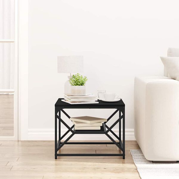 vidaXL Tavolino da salotto Rovere nero 51 x 50 x 40 cm