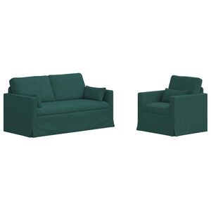 vidaXL Divano 2 pcs Verde Scuro