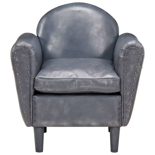 vidaXL Poltrona a Pozzetto Grigia 77x65x79 cm in Vera Pelle