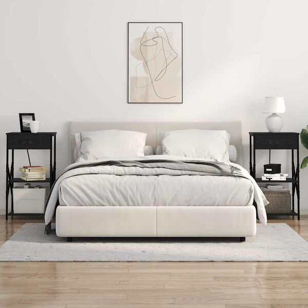 vidaXL Armadio da Notte Rovere Nero 41 x 31 x 76 cm Legno multistrato