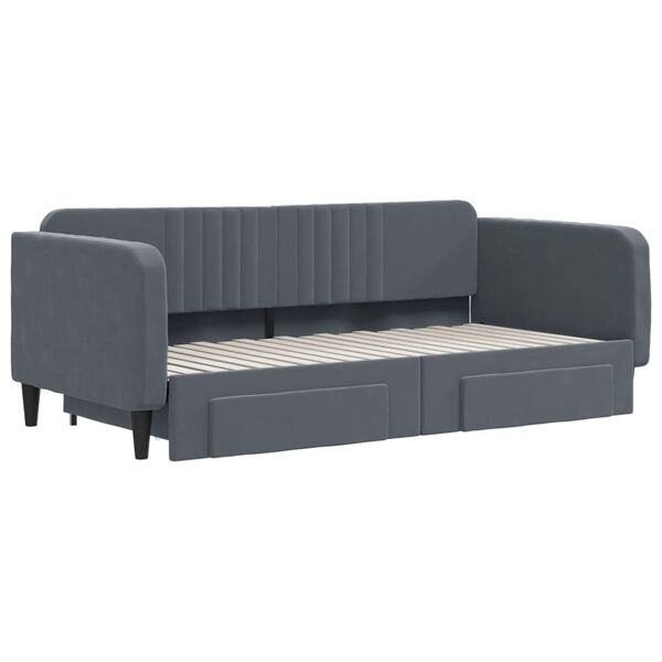 vidaXL Divano Letto Estraibile Cassetti Grigio Scuro 90x190cm Velluto