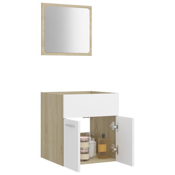 vidaXL Set Mobili da Bagno 2 pz Bianco e Sonoma in Legno Multistrato