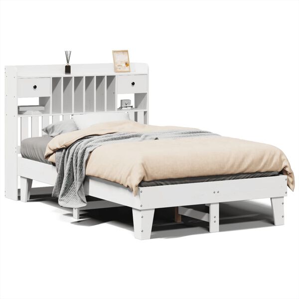 vidaXL Letto senza Materasso Bianco 135x190 cm Legno Massello di Pino