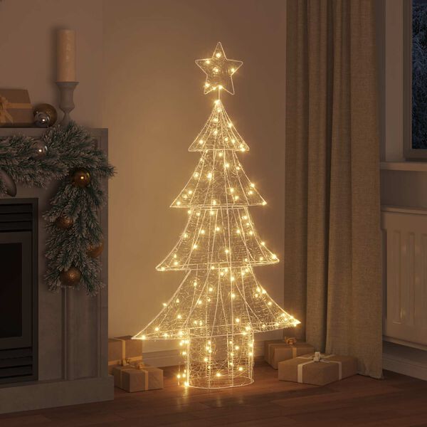 vidaXL Albero di Natale con 160 LED Bianco caldo 150 cm Acrilico