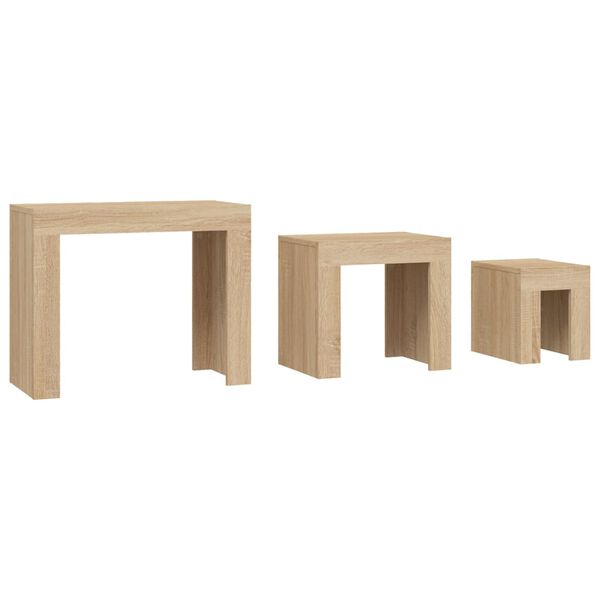 vidaXL Tavolini da Salotto Impilabili 3 pz Rovere Sonoma in Truciolato