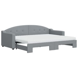 vidaXL Divano Letto Estraibile Materassi Grigio Chiaro 80x200 Tessuto