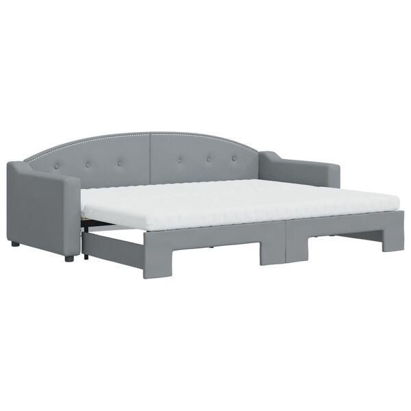 vidaXL Divano Letto Estraibile Materassi Grigio Chiaro 80x200 Tessuto