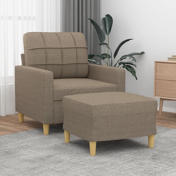 vidaXL Poltrona con Poggiapiedi Tortora 60 cm in Tessuto