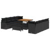 vidaXL Set Divano da Giardino 11 pz Nero polyrattan