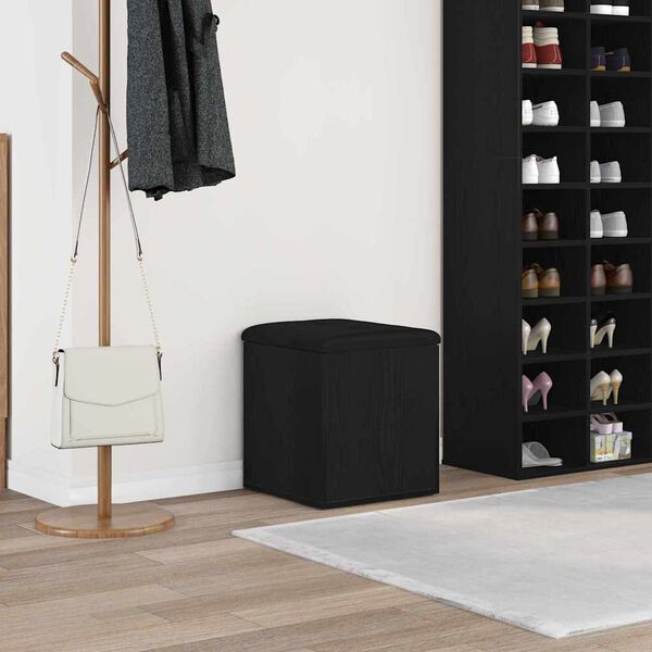 vidaXL Panchina con contenitore Rovere Nero 42 x 42 x 45 cm