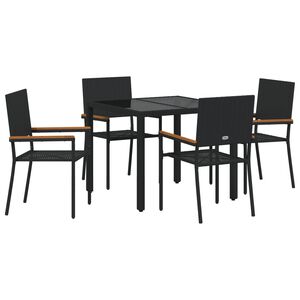vidaXL Set da Pranzo per Giardino 5 pcs Nero polyrattan