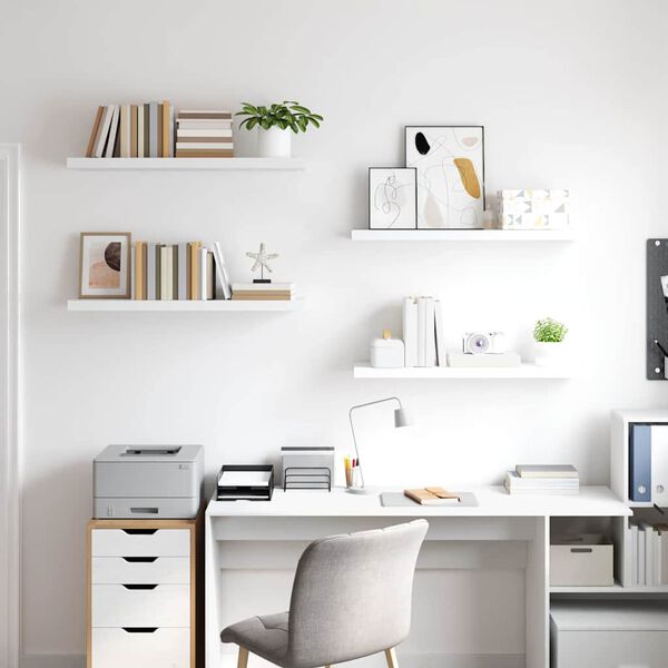 vidaXL Scaffali a Parete 4 pz Bianchi 90x23,5x3,8 cm in MDF