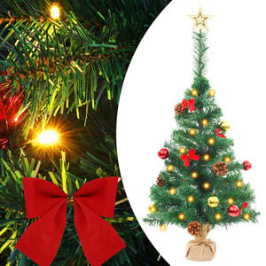 vidaXL Albero di Natale Preilluminato con Palline Verde 64 cm