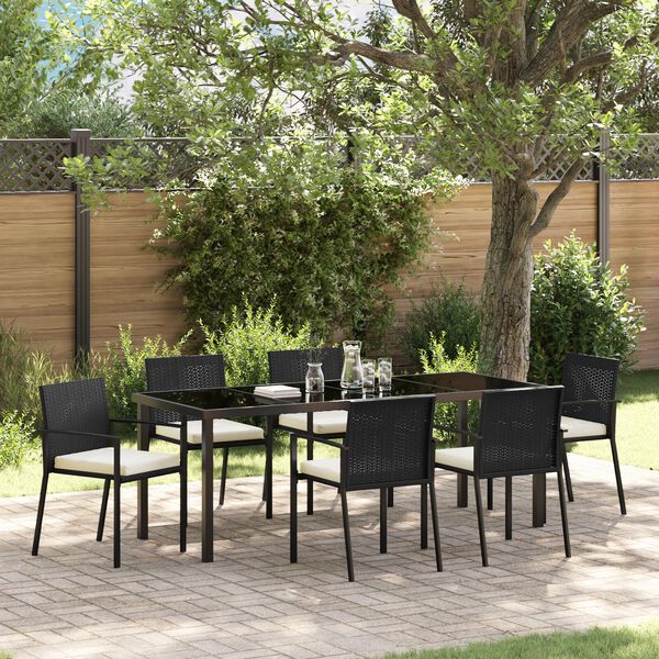 vidaXL Set da Pranzo per Giardino 7 pcs Nero