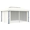 vidaXL Gazebo con Tende 4x3 cm Bianco Crema Alluminio