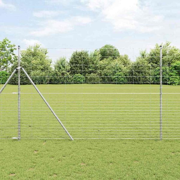 vidaXL Recinzione da campo Argento 25 x 1,6 m Acciaio zincato