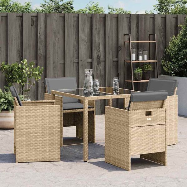 vidaXL Sedie da Giardino con Cuscini 4 pz Beige Misto in Polyrattan