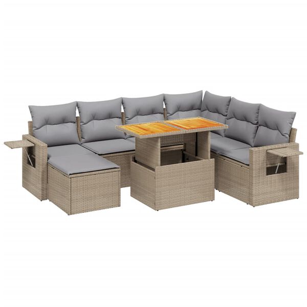 vidaXL Set Divano da Giardino 8 pz con Cuscini Beige in Polyrattan