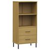 vidaXL Libreria 2 Cassetti Marrone 60x35x128,5 cm Legno Massello OSLO