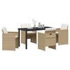 vidaXL Set da Pranzo per Giardino con cuscino 5 pcs Beige polyrattan