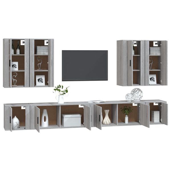 vidaXL Set Mobili Porta TV 8pz Grigio Sonoma in Legno Multistrato
