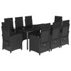 vidaXL Set da Pranzo da Giardino 9 pz con Cuscini Nero in Polyrattan
