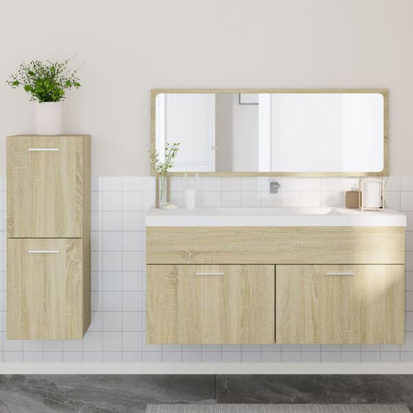 vidaXL Set Mobili da Bagno 3 pz Rovere Sonoma in Legno Multistrato