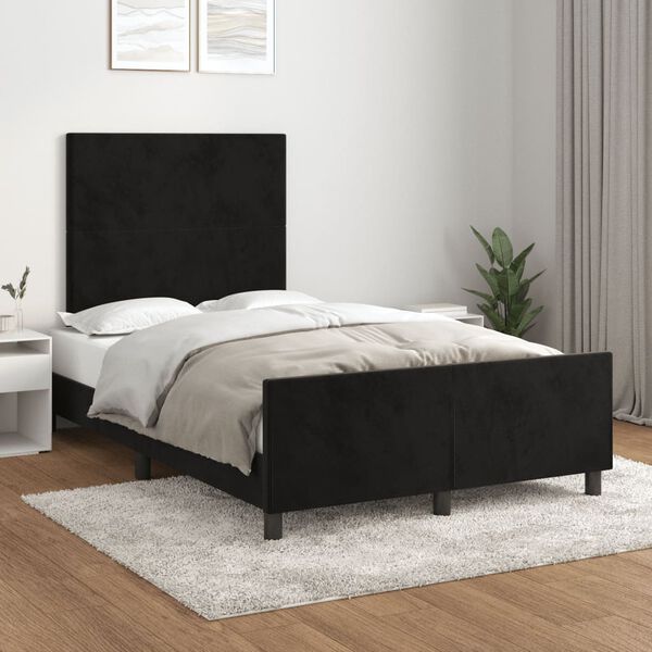 vidaXL Giroletto senza Materasso Nero 120x190 cm Velluto