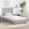 vidaXL Letto con Contenitore con testiera Grigio Sonoma 100 x 200 cm